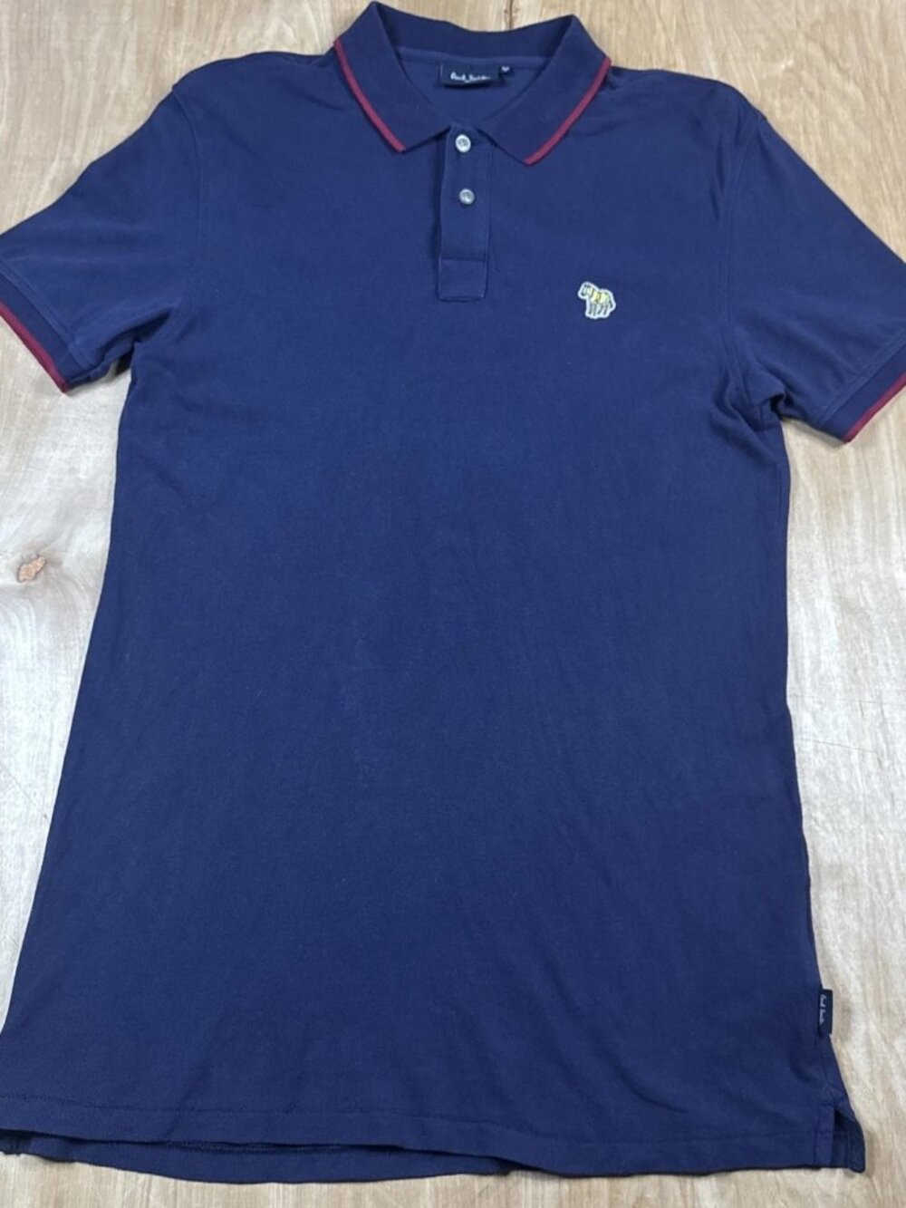 Paul Smith Mens Short Sleeve Zebra Logo Polo Shirt Blue Size Medium